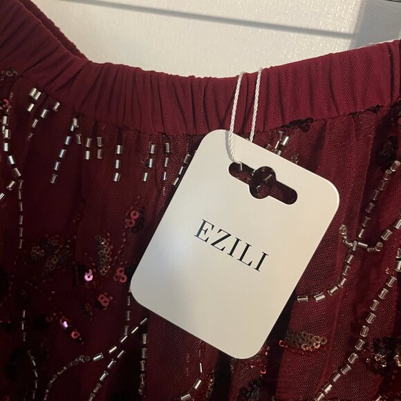 Elizi Swim red sequin open back top and skirt set. - Picture 6 of 6